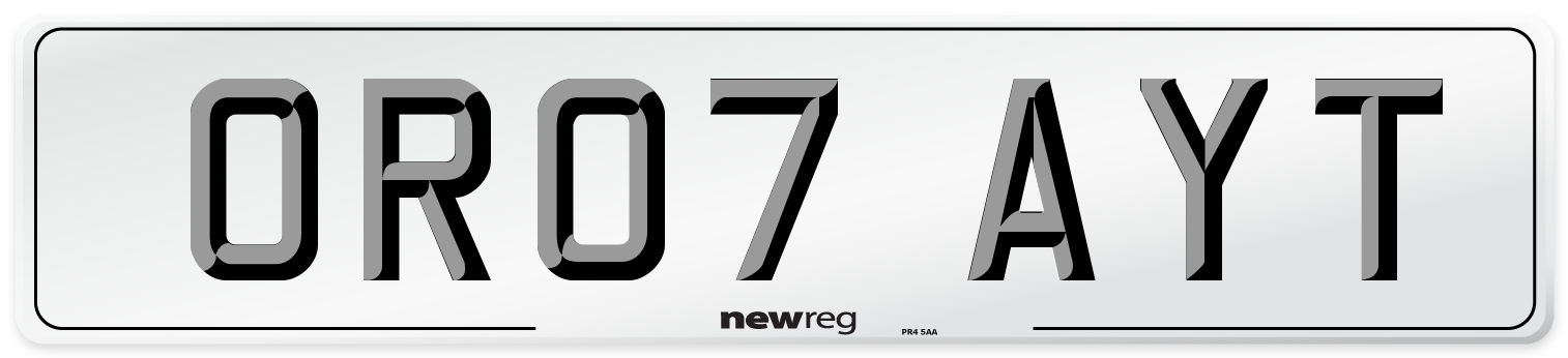 OR07 AYT Number Plate from New Reg